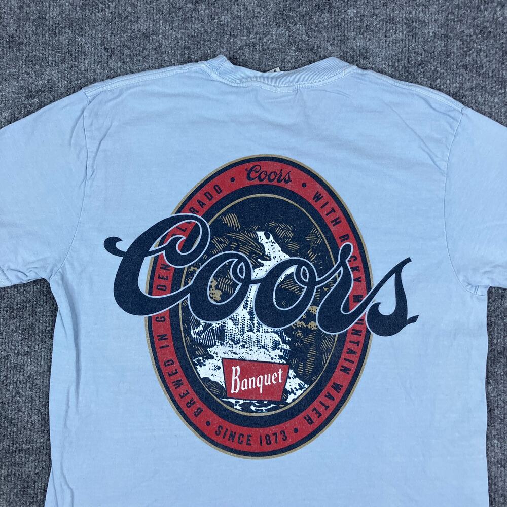 Comfort Colors Pocket T-Shirt Mens Size S Light Blue Cool Embroidered Casual Tee